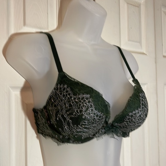 Victoria's Secret Dream Angels Push Up Bra Dark Green Lace Overlay 32D - Picture 3 of 16
